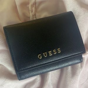 GUESS black snap wallet with zipper coin pouch NEW